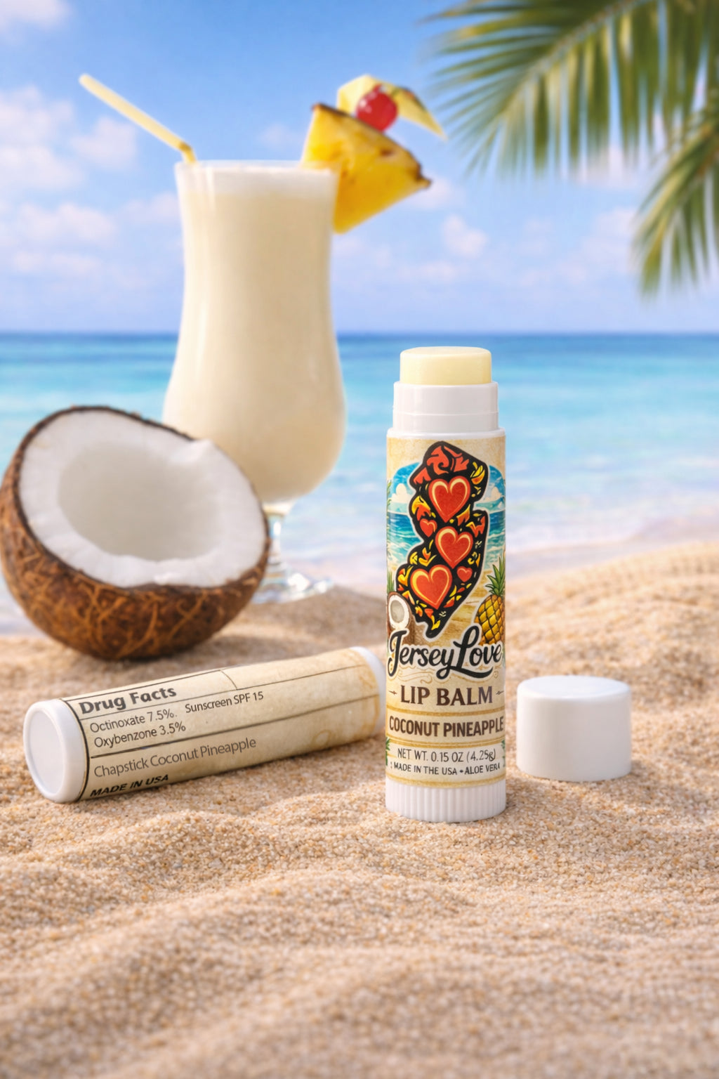 Jersey Love Lip Balm – Coconut Pineapple with Aloe Vera (SPF 15)
